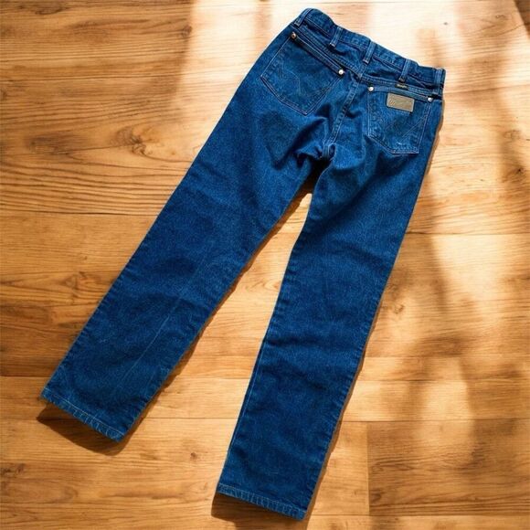 Vintage Wrangler Dark Wash High Rise Jeans 26” Zipper Straight Western - Picture 3 of 10